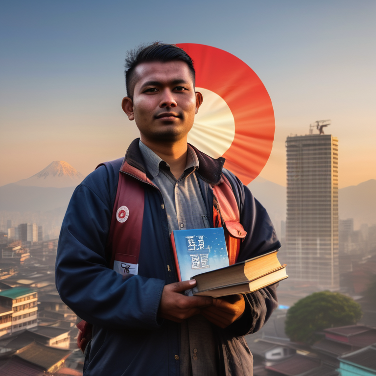 Nepali Skilled Manpower with Japanese Book in his hand.